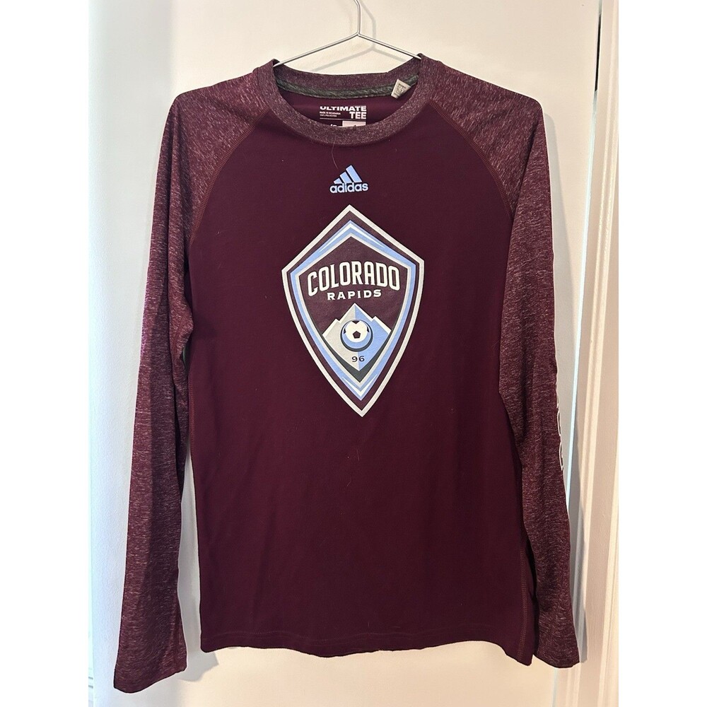 adidas Mens MLS Colorado Rapids Climalite Long Sleeve Ultimate Tee Shirt S